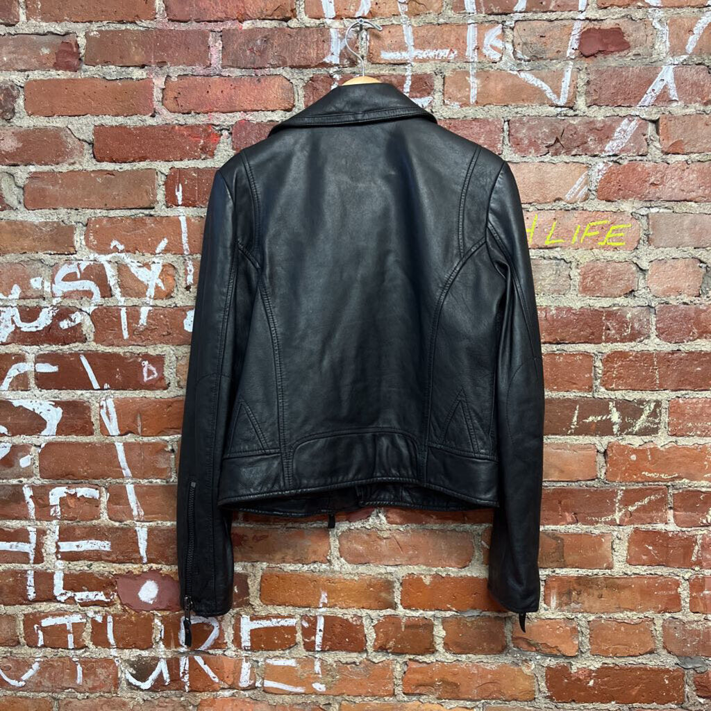 John and Jenn Lambskin Biker Jacket Black Size S