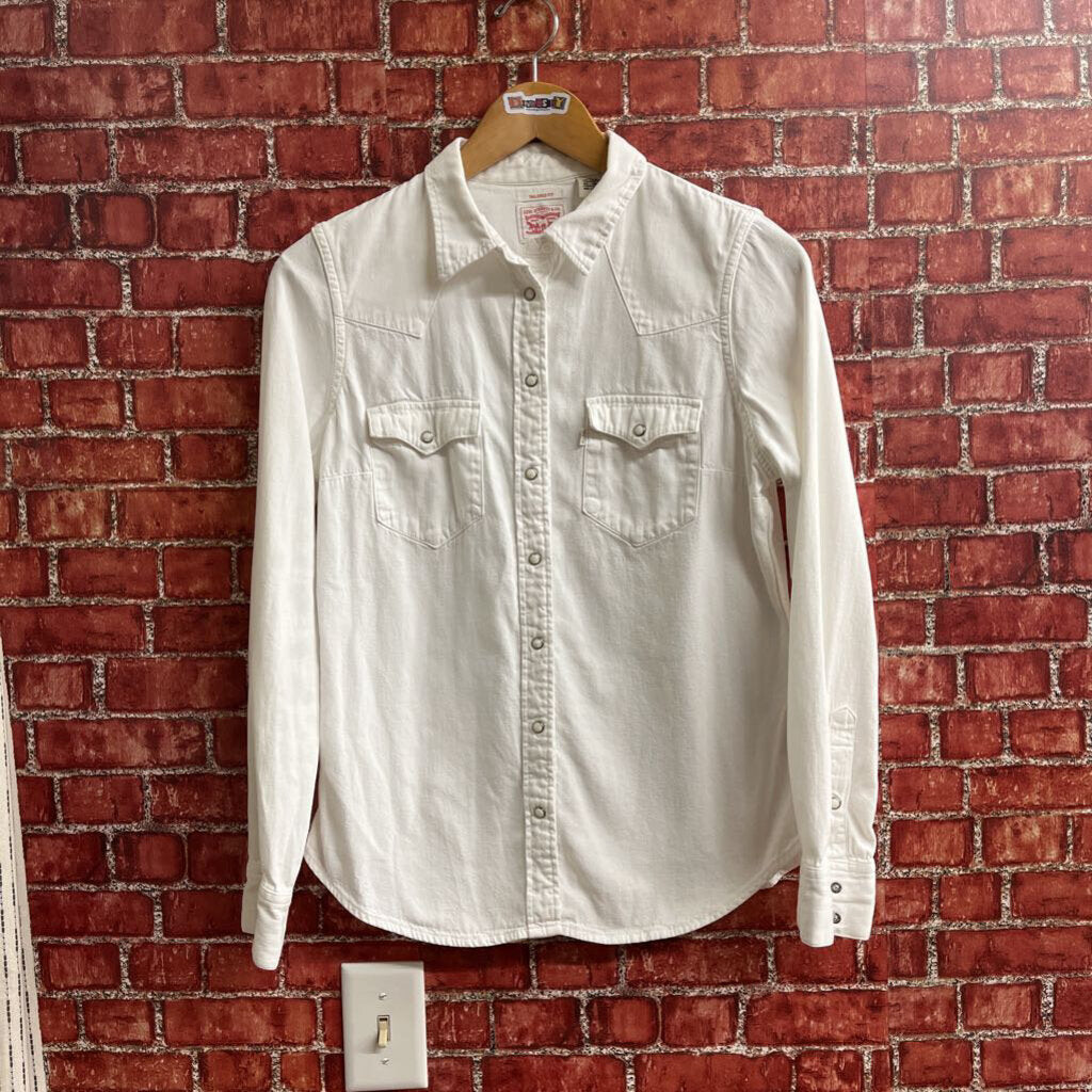 Levis Button Up pearl Snap White Size M