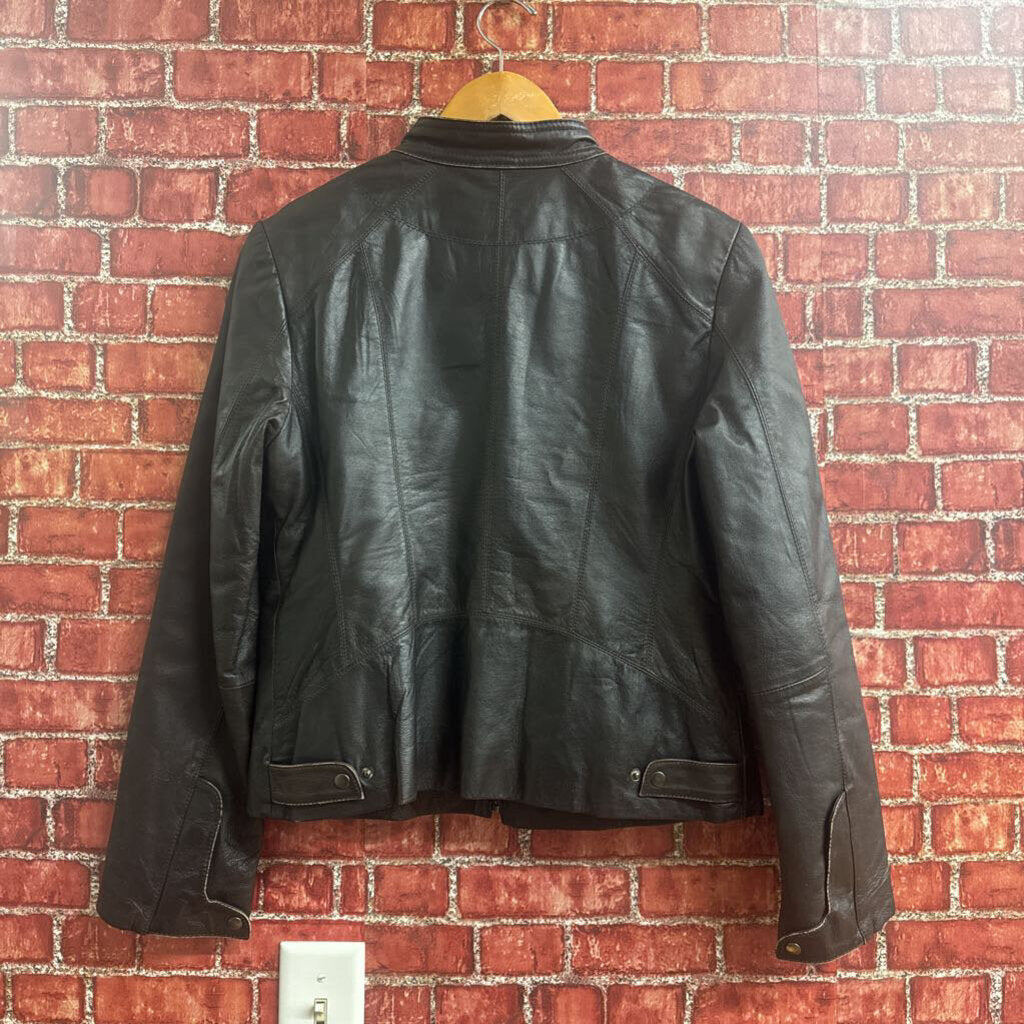 Sergio Beninni Leather Jacket Full Zip Black Size L