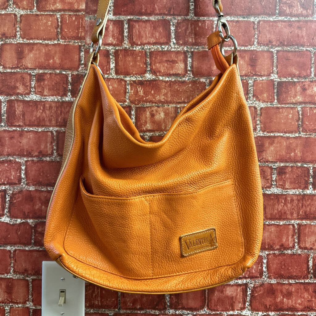 Valentina Leather Crossbody Bag Orange