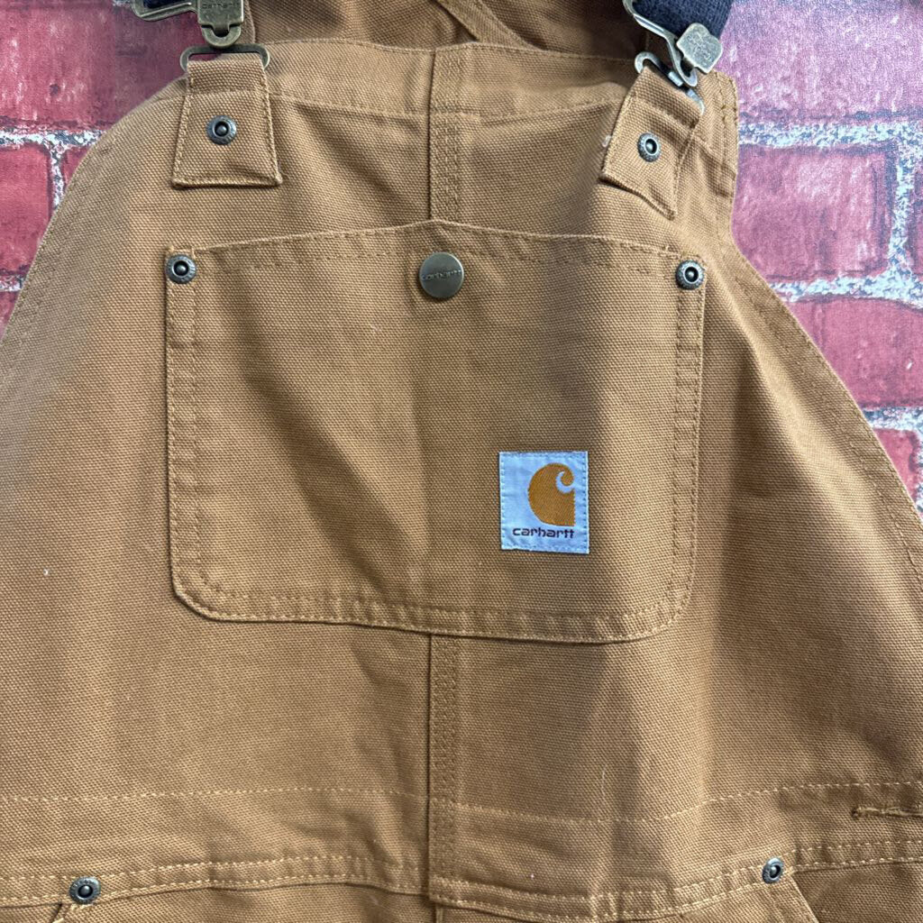 NWT Carhartt Heavy Canvas Overalls brown Size 12Y