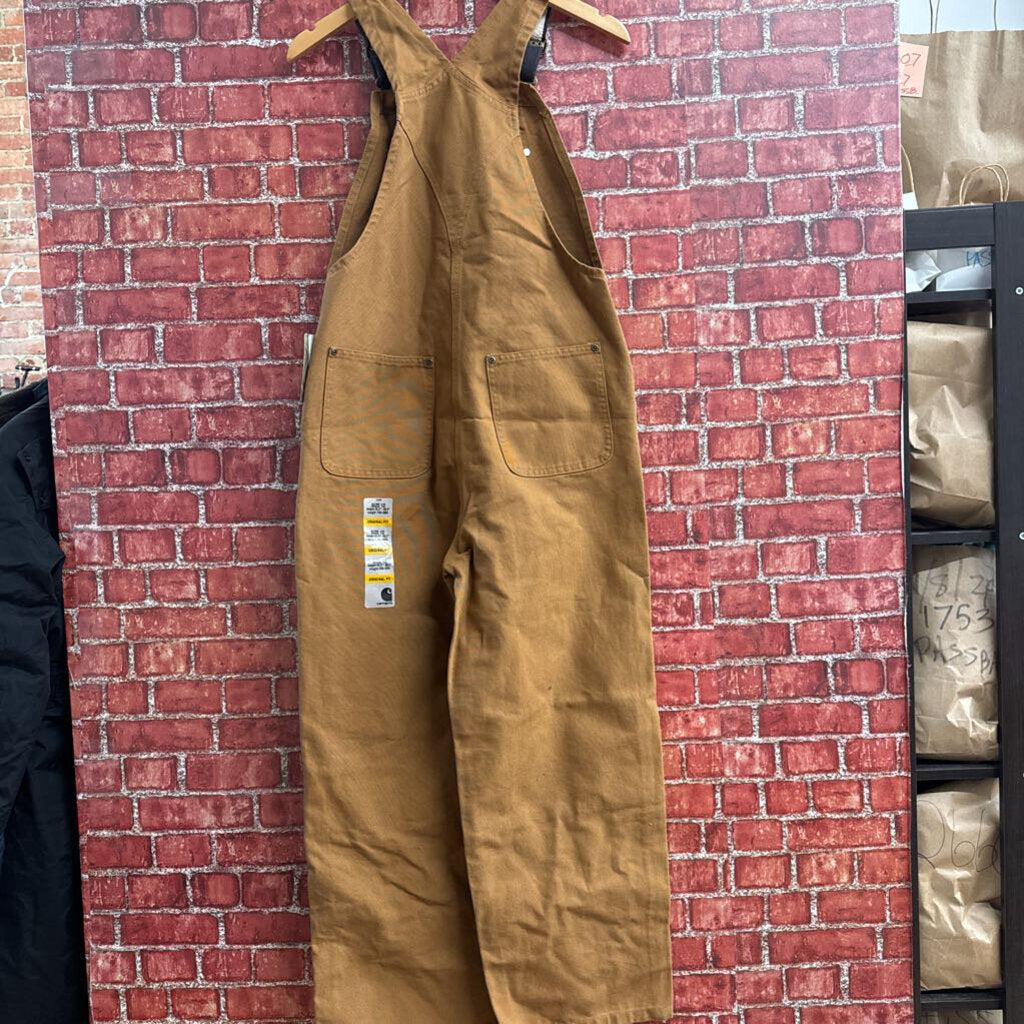 NWT Carhartt Heavy Canvas Overalls brown Size 12Y