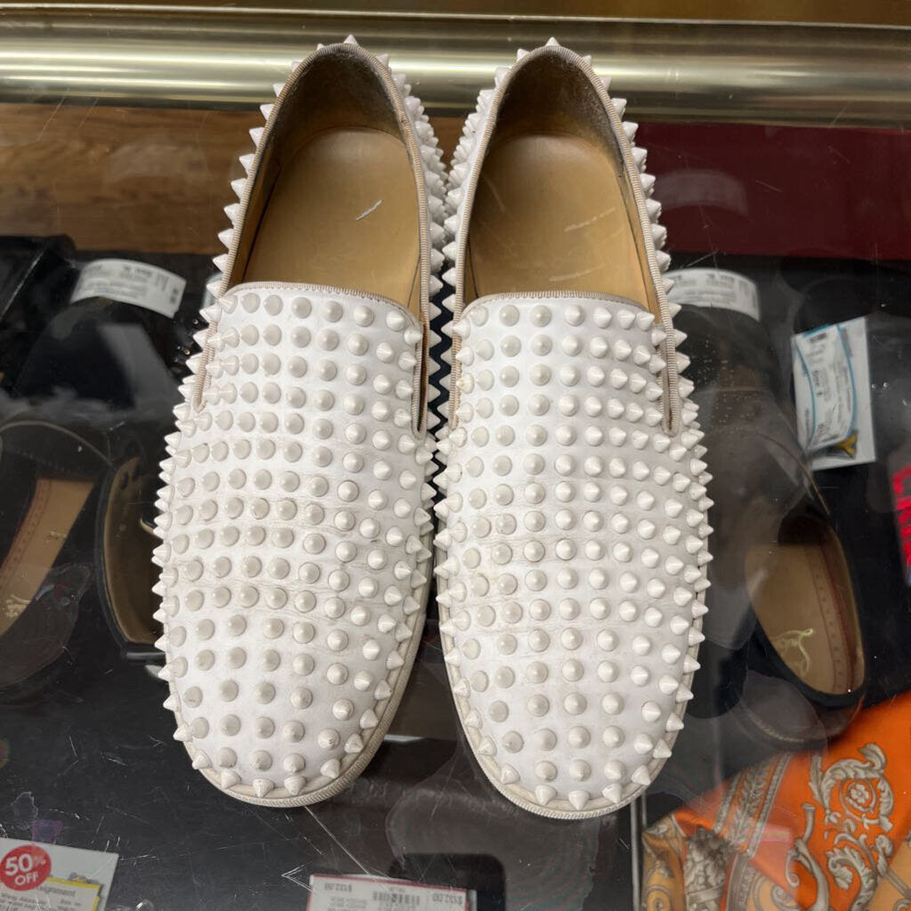 Christian Louboutin Junior Spikes Loafers White Size 39