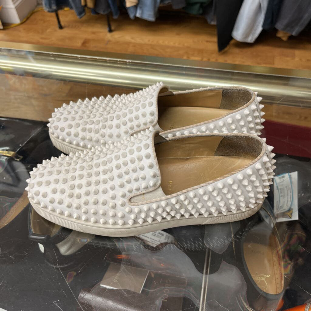 Christian Louboutin Junior Spikes Loafers White Size 39