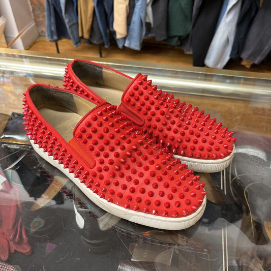 Christian Louboutin Red Junior Spike Espadrilles Size 39