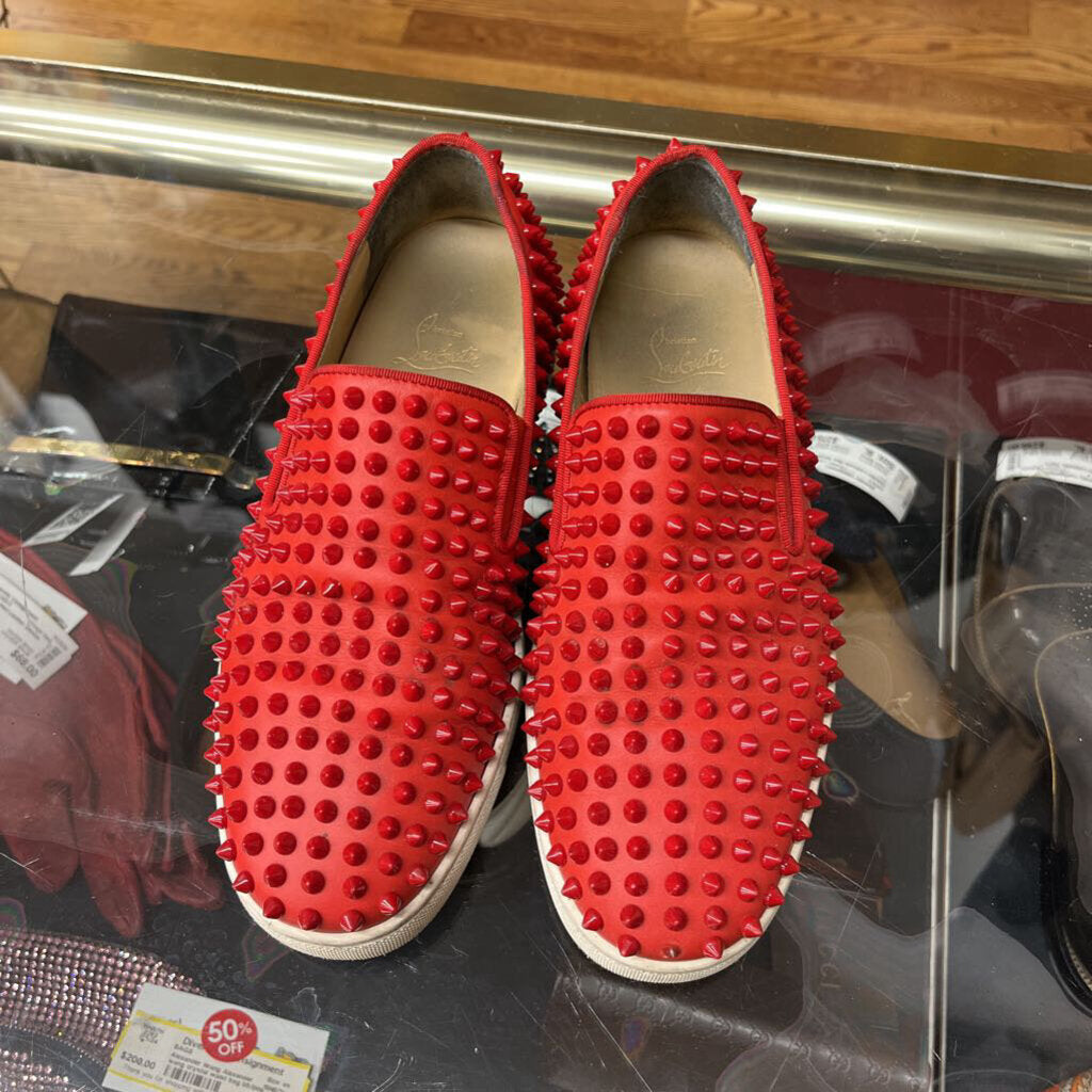 Christian Louboutin Red Junior Spike Espadrilles Size 39