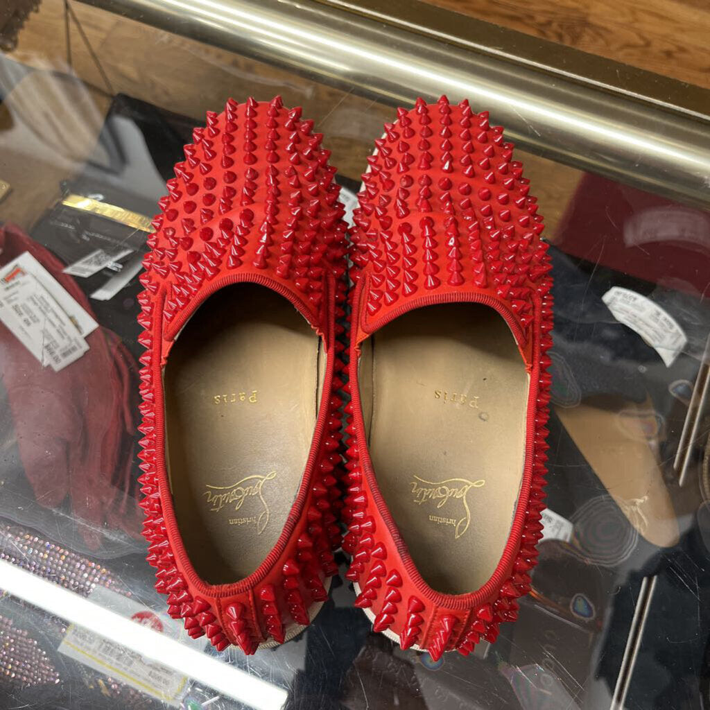 Christian Louboutin Red Junior Spike Espadrilles Size 39