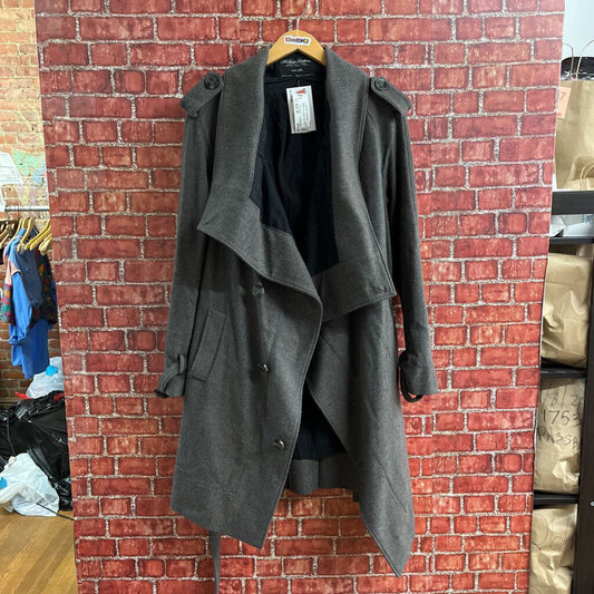 Allsaints 3/4 Length Wool Coat Grey Size M