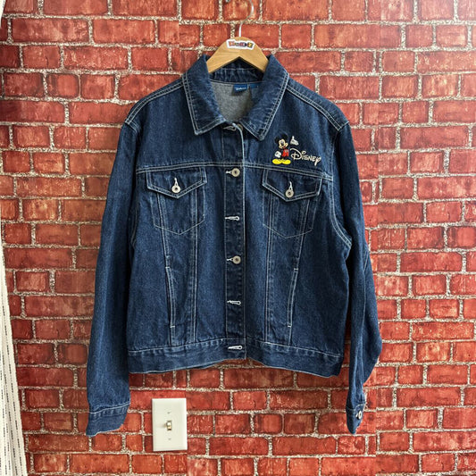 Disney Embroidered Denim Jacket Size Large