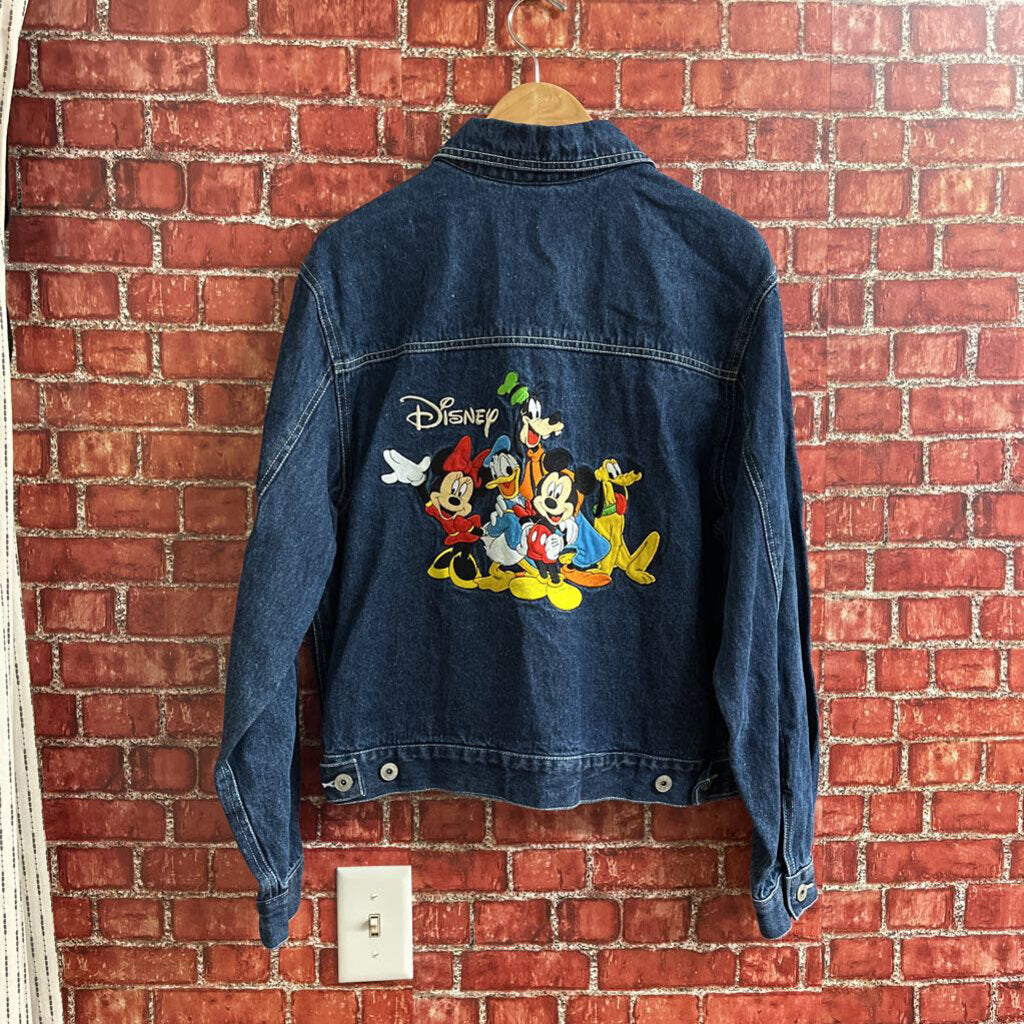 Disney Embroidered Denim Jacket Size Large