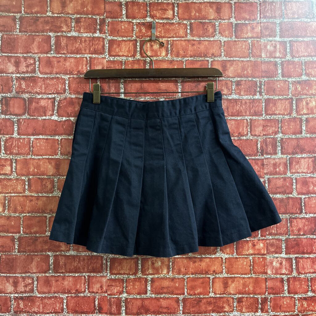 Pleated School Girl Skirt Blue Size M