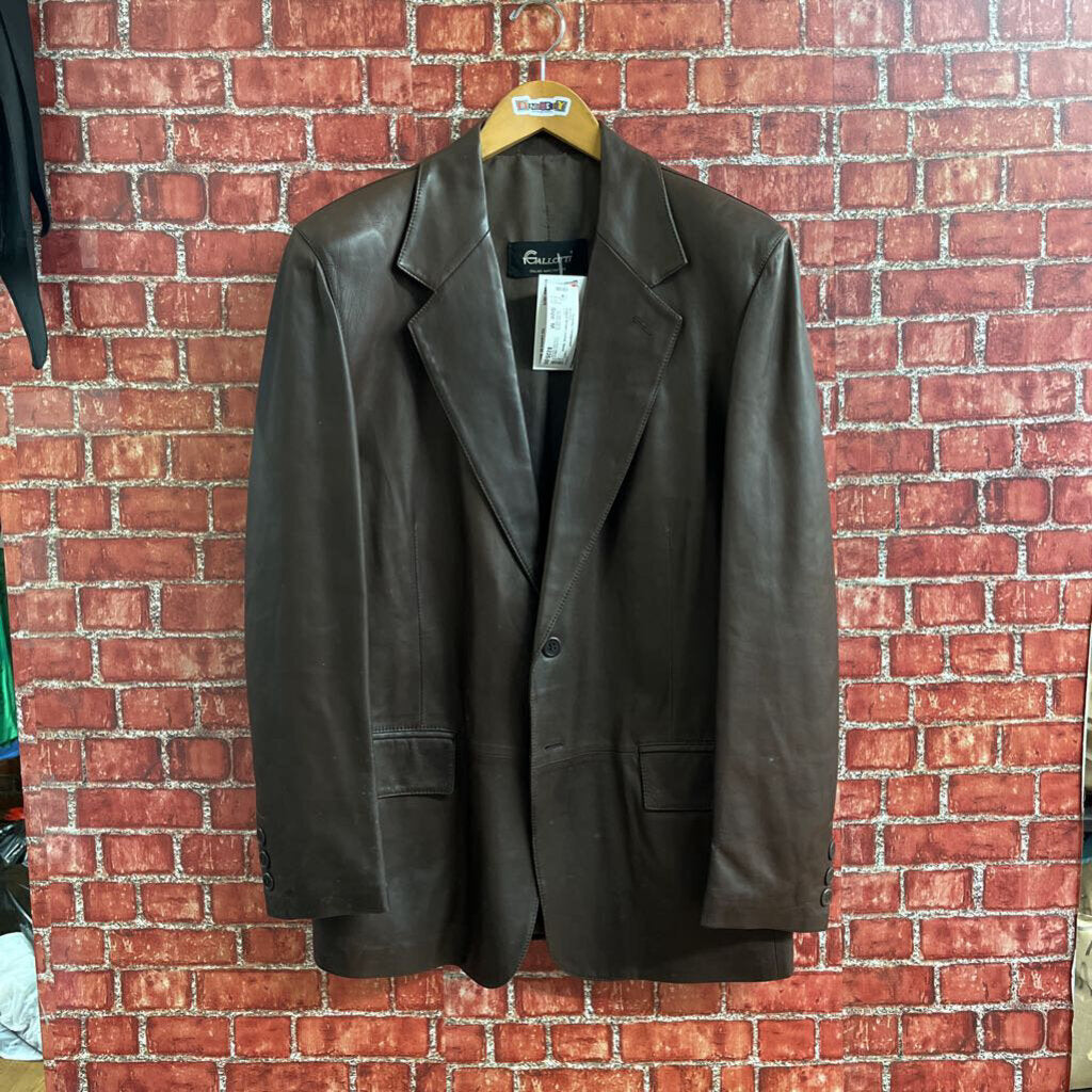 Gallotti Brown Leather Blazer Jacket Size 40 (M)