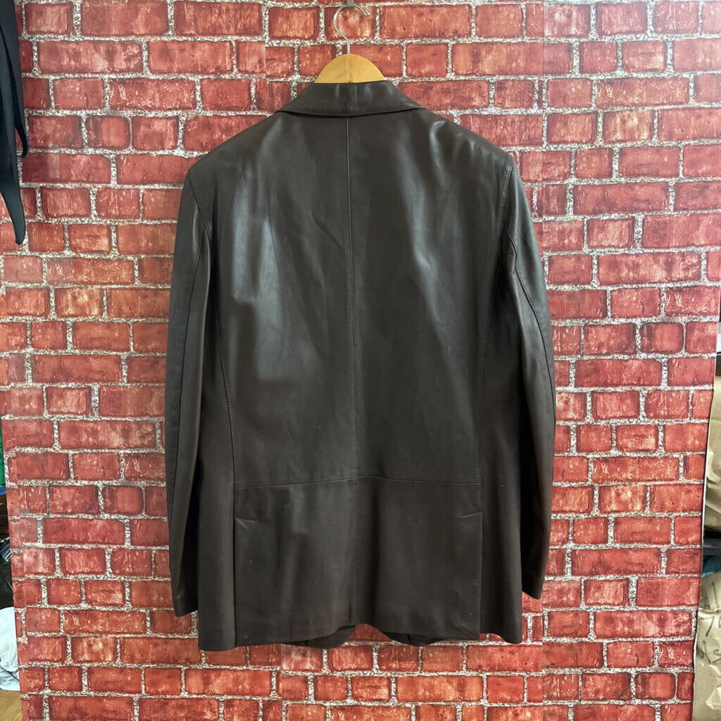 Gallotti Brown Leather Blazer Jacket Size 40 (M)