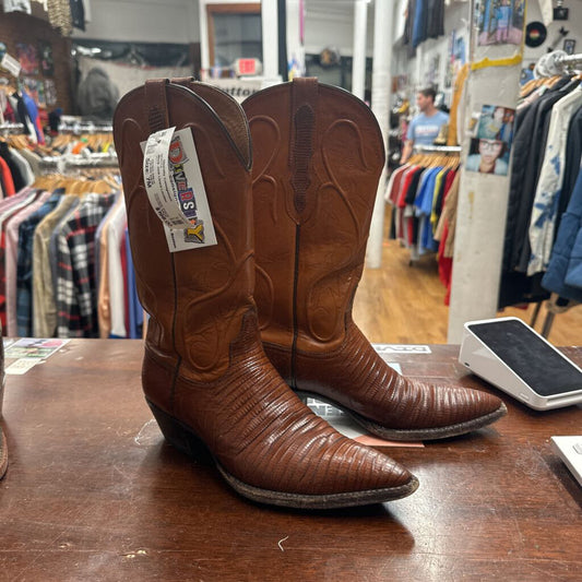 Black Jack Lizard Leather Cowboy Boots Brown Size 7M