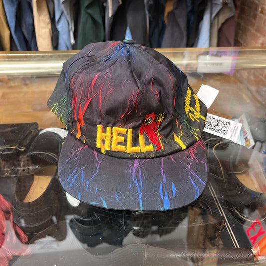 Vintage Hell Embroidered Devil Hat Cayman Islands Black and Rainbow