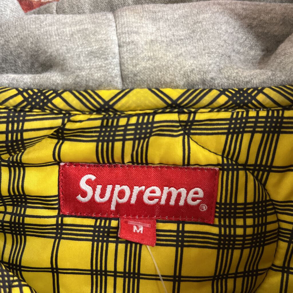 Supreme Plaid Quilted Hoodie Jacket Yellow Size M