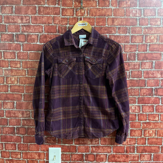 Columbia Corduroy Button Up Purple Plaid Size XS