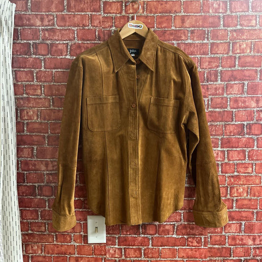 For Joseph Suede Button Up Brown Size Large