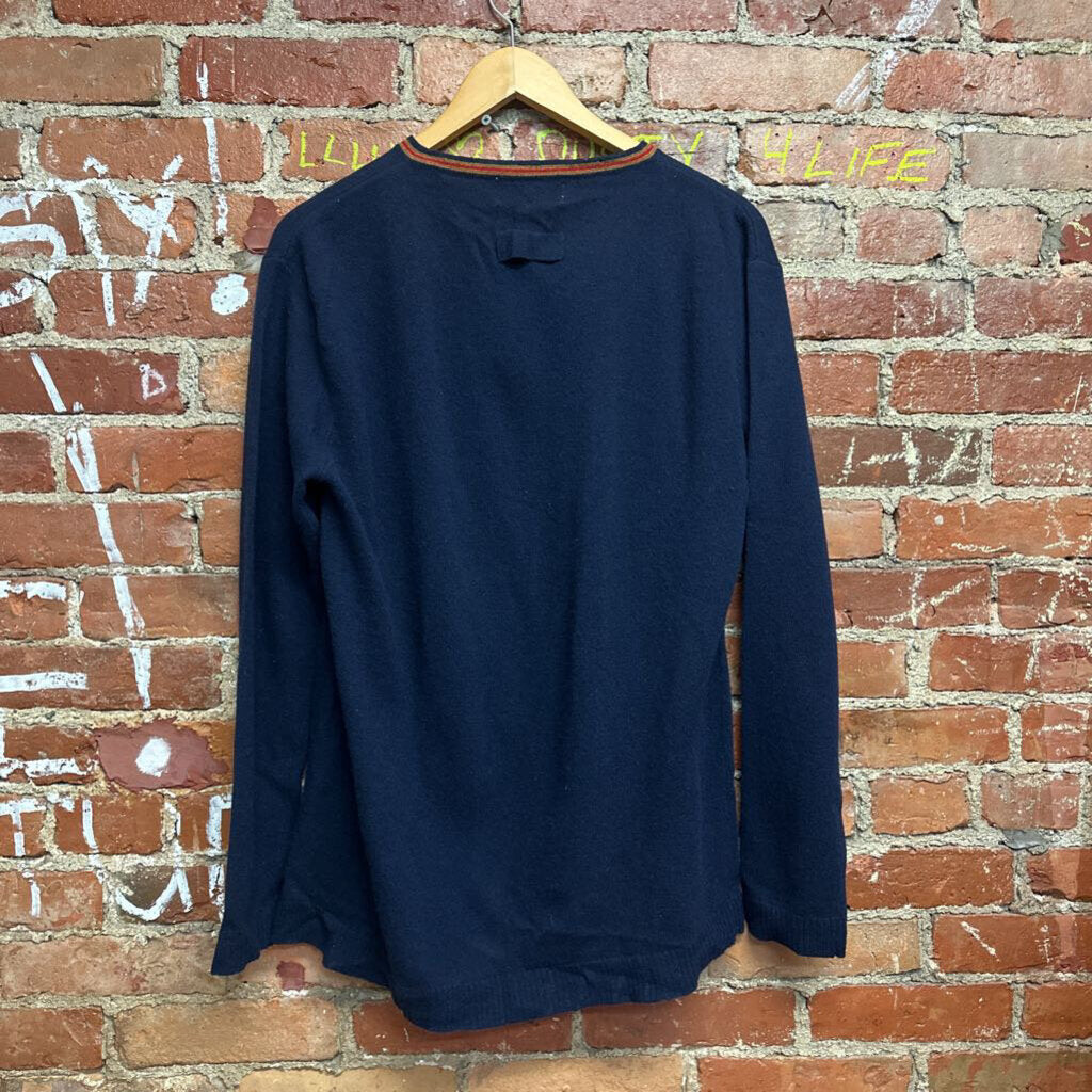 Newton Trading Co Lambswool V Neck Ringer Sweater Blue Size XL/ 20