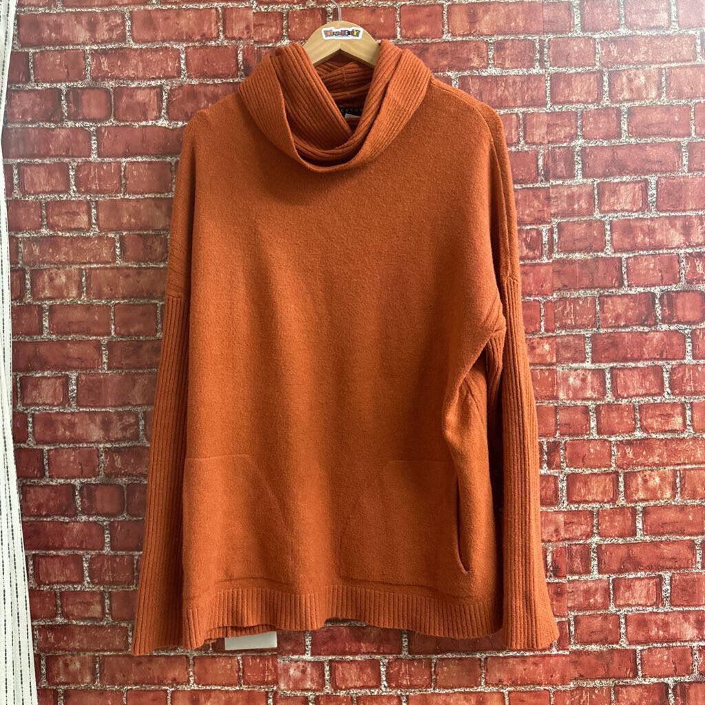 Cyrus Ribbed Cowl Neck Sweater orange Size L