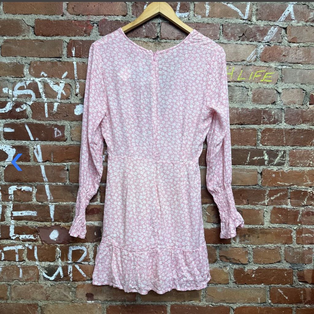 Pink Lily Floral Long Sleeve Dress Pink Size S