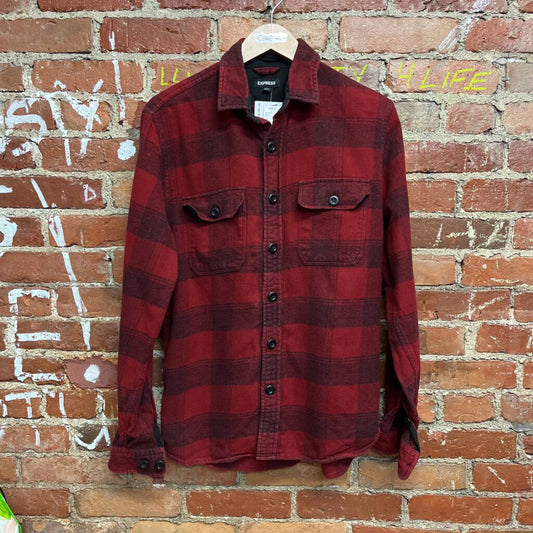 Express Plaid Button Down red Size M