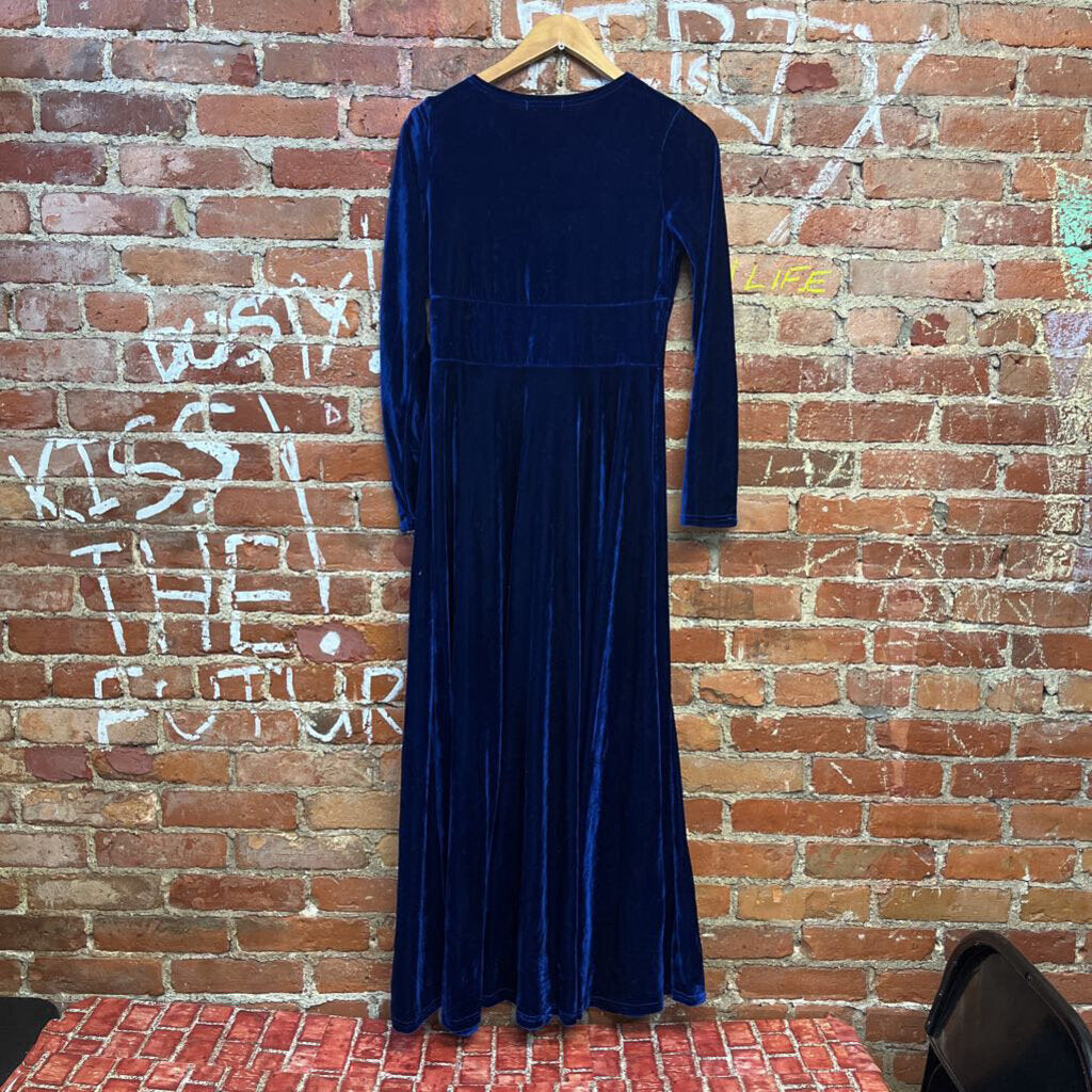 Urban Coco Blue Velvet Long Sleeve Maxi Dress Size Small