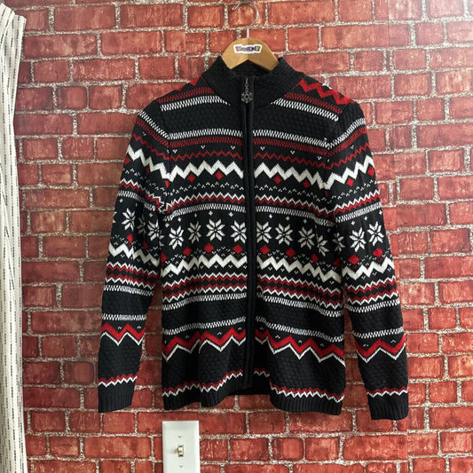 Breckenridge Christmas Cardigan Zip Black Size PS