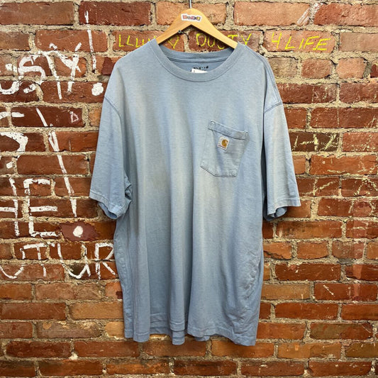 Carhartt Distressed Pocket Tee Blue Size XL