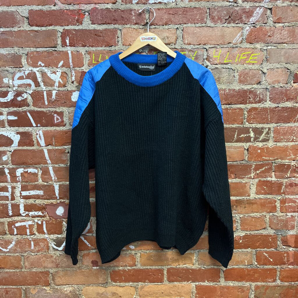 Vintage Eldelweiss Sweater Black Blue Size XL