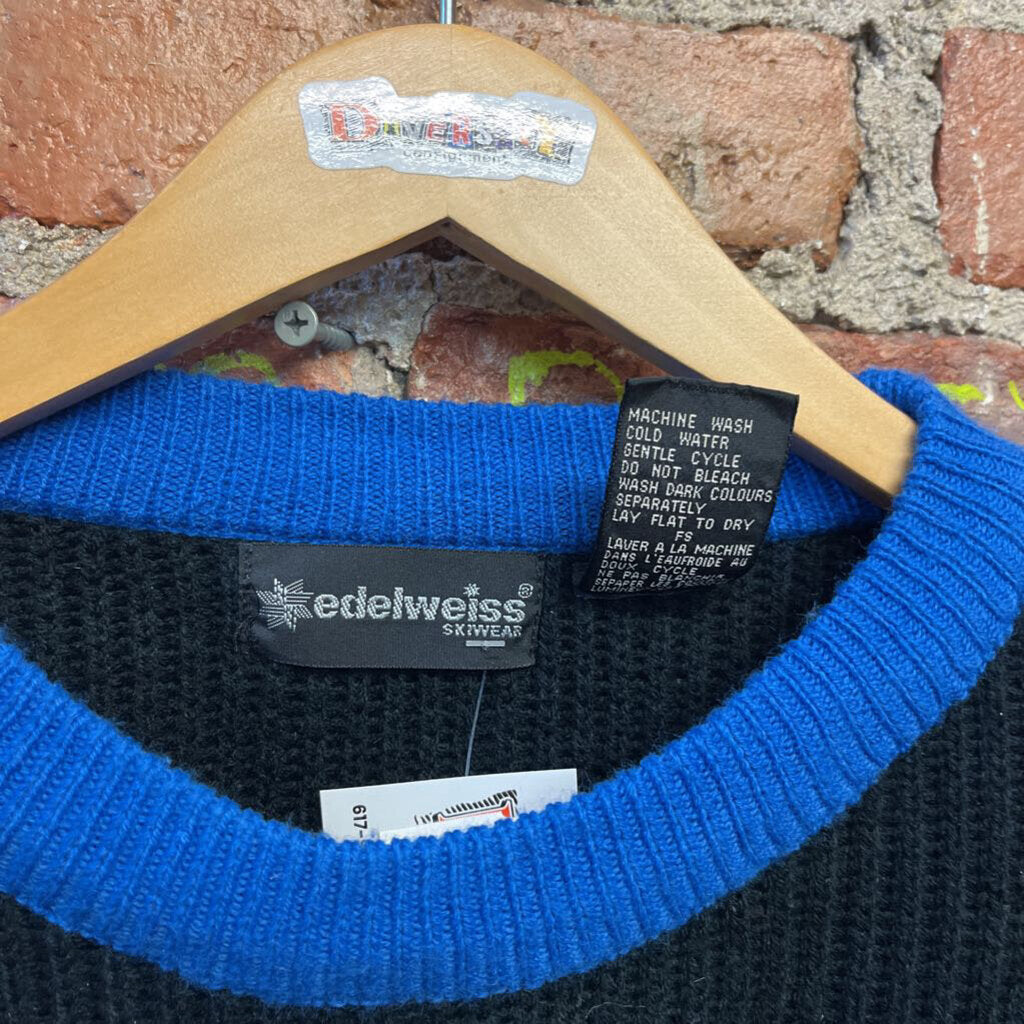 Vintage Eldelweiss Sweater Black Blue Size XL