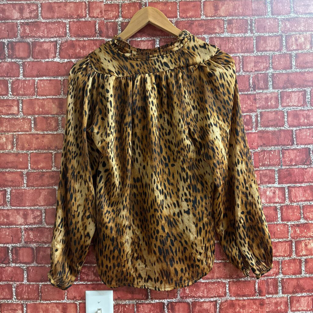 NY & CO Cheetah Top Long Sleeve Brown Size XS