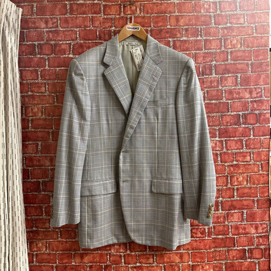 NWT Belvest Blue Windowpane Blazer Size 42R