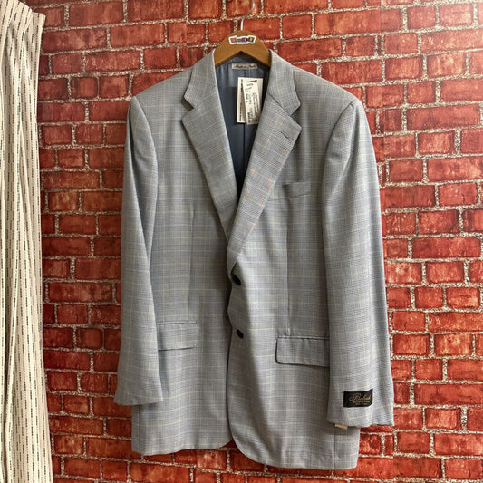 NWT Belvest Blue Windowpane Blazer Size 42R