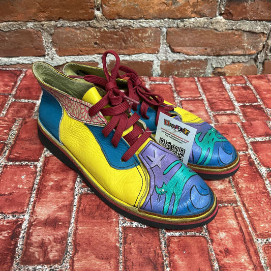 Hand Painted Leather Cat Shoes Multi Color Size 8.5M