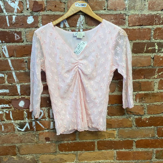 Vintage Dressbarn Lacey Mid Sleeve Top pink size S