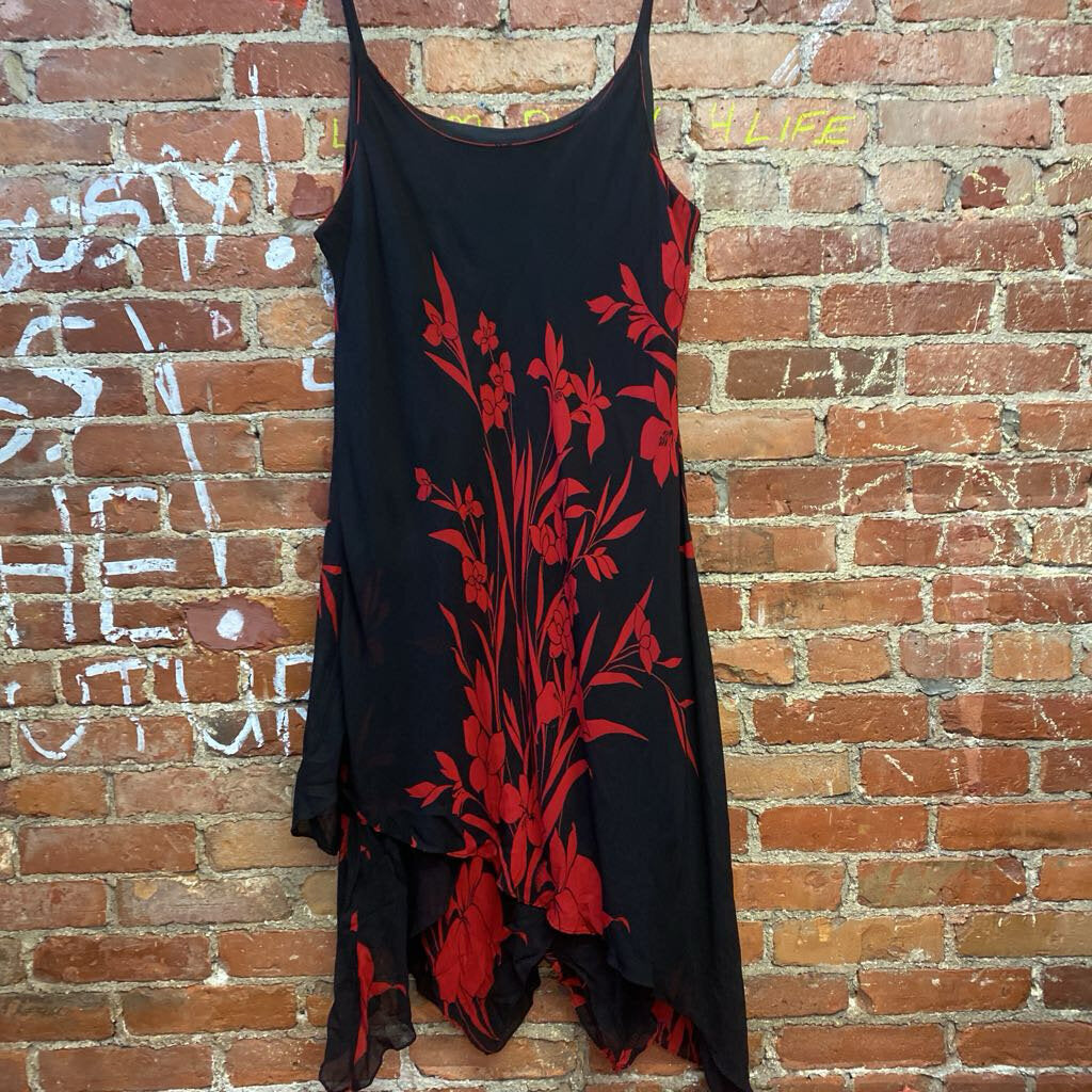 Eva Blue Floral Dress Red/Black 24W