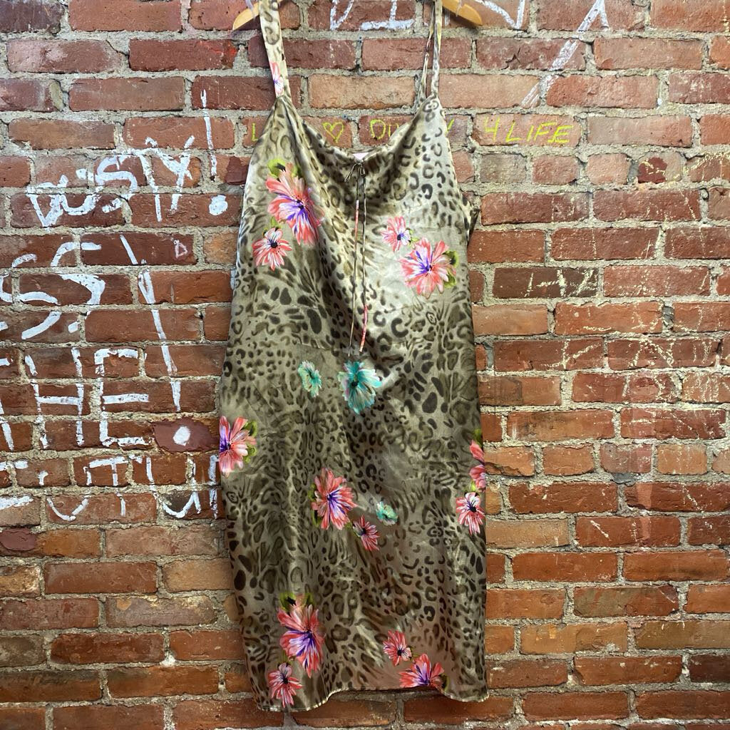 Serenada Cheetah Print Floral Slip Dress