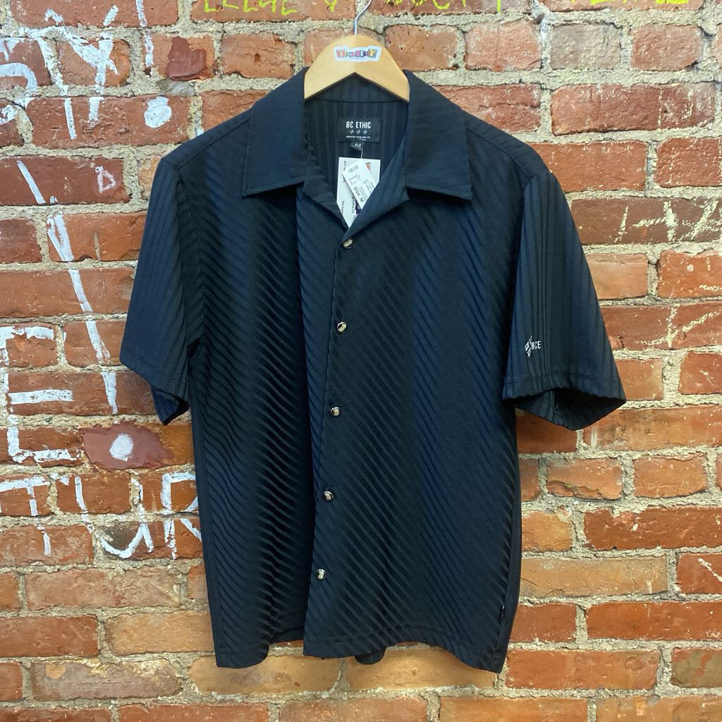 BC Ethic Striped Button Down black Size M