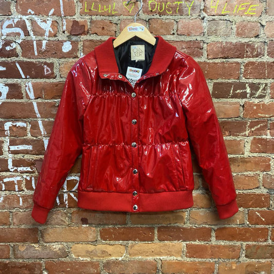 Chaser Vinyl Puffer Jacket Red Size XS