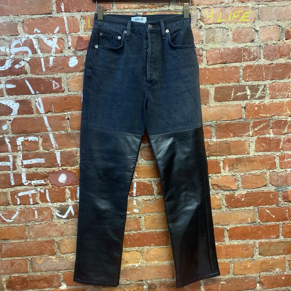 Agolde Denim and Leather Pants black Size 24