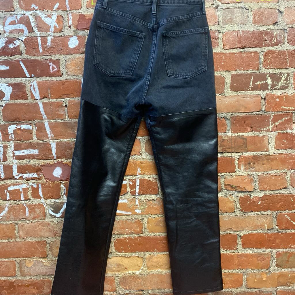 Agolde Denim and Leather Pants black Size 24