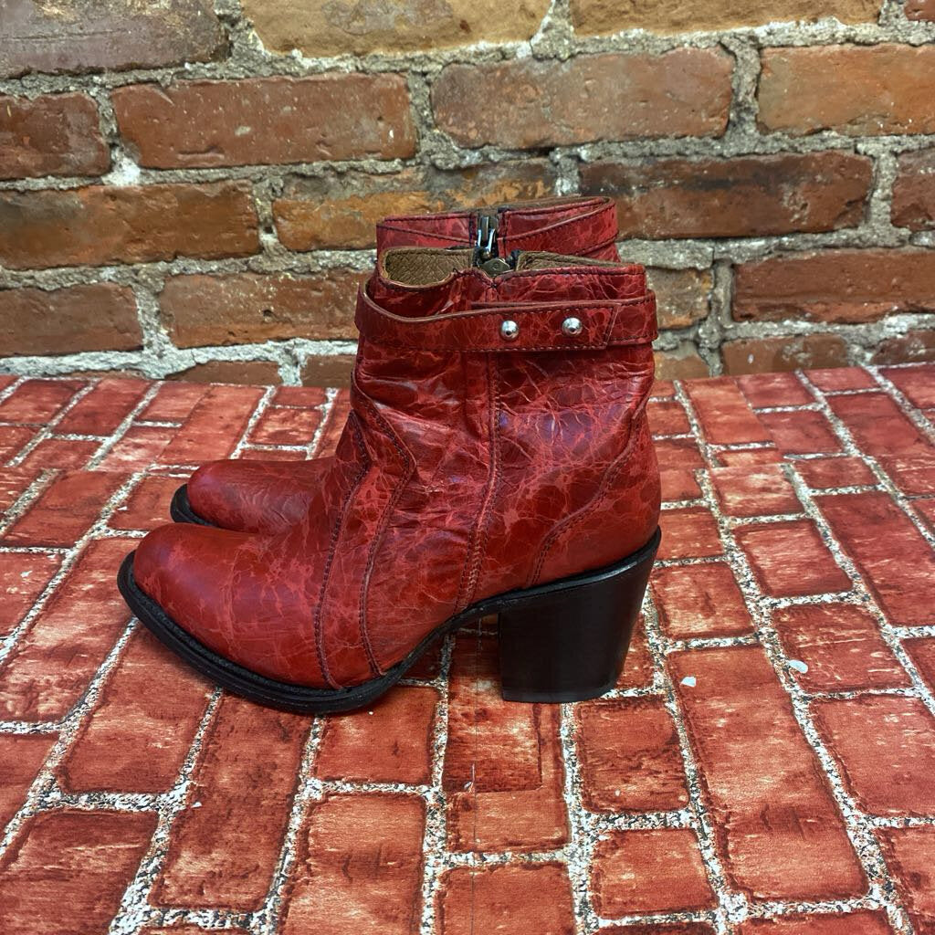 Circle G Leather Booties Red Size 7L