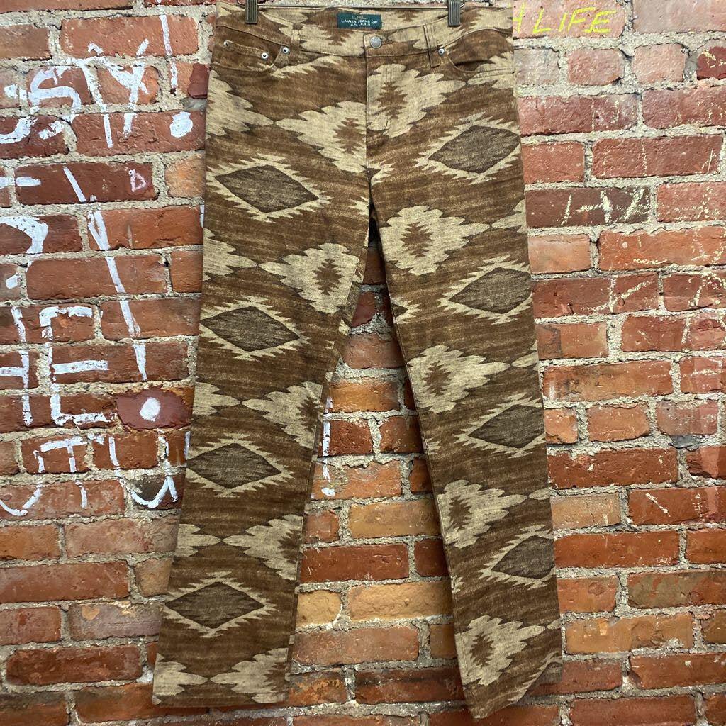 Lauren RL Aztec Print Jeans brown Size 10