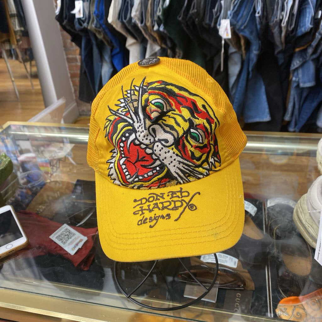 Ed Hardy Trucker Hat Yellow Skull