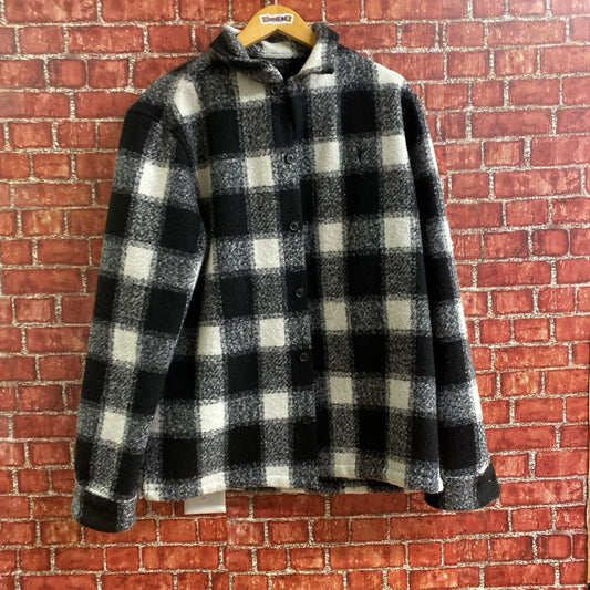 Allsaints Plaid Shacket Flannel black White Size XL