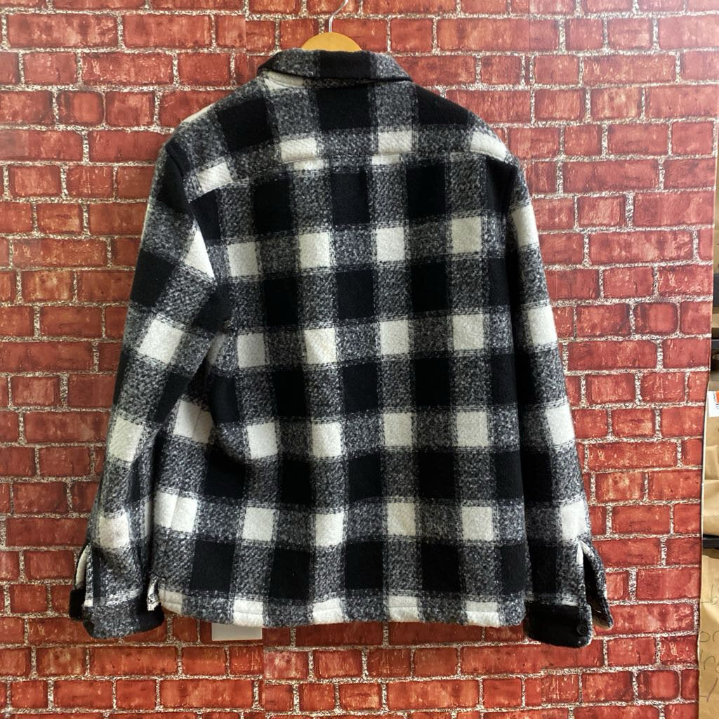 Allsaints Plaid Shacket Flannel black White Size XL