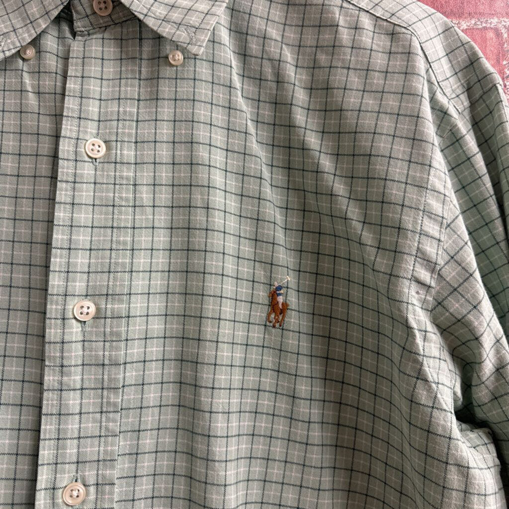 Ralph Lauren Plaid Button Down Green Size M