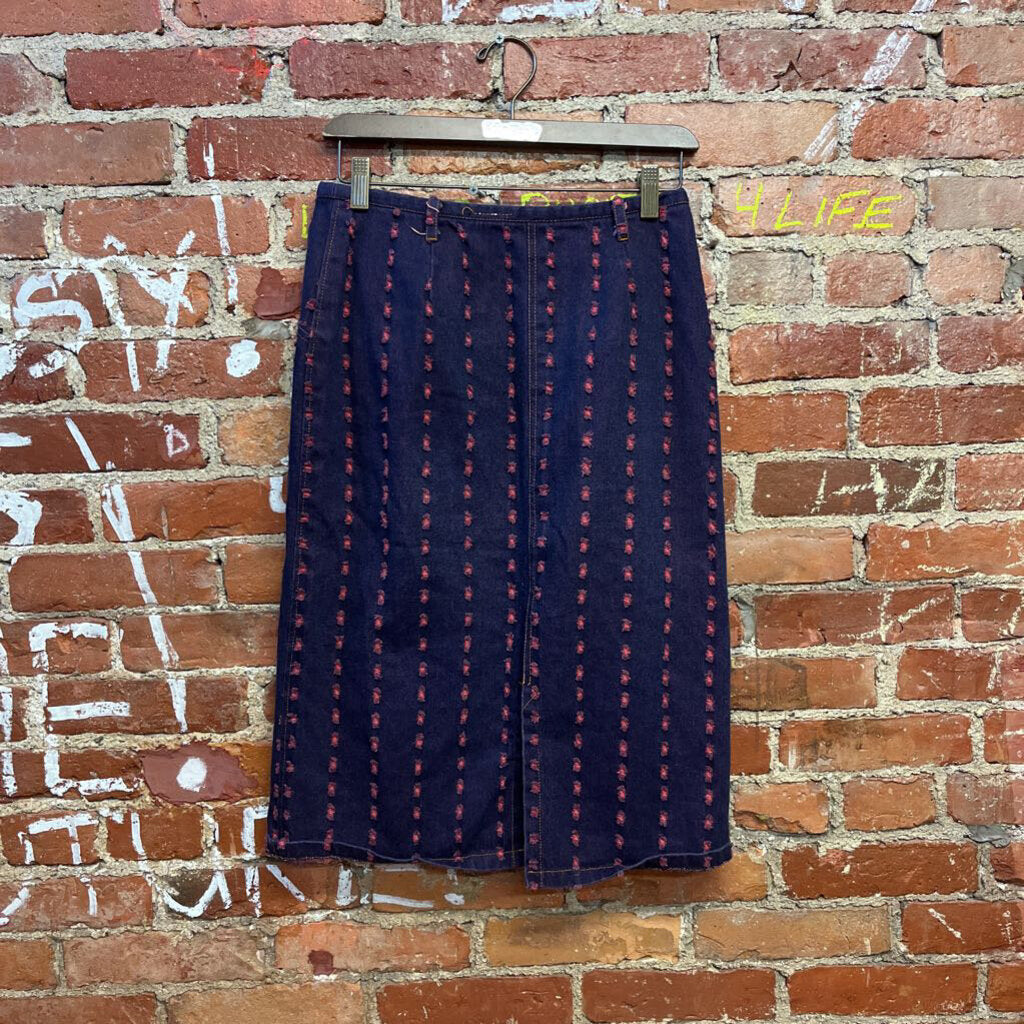 Unbranded Textured Denim Midi Skirt Size 27