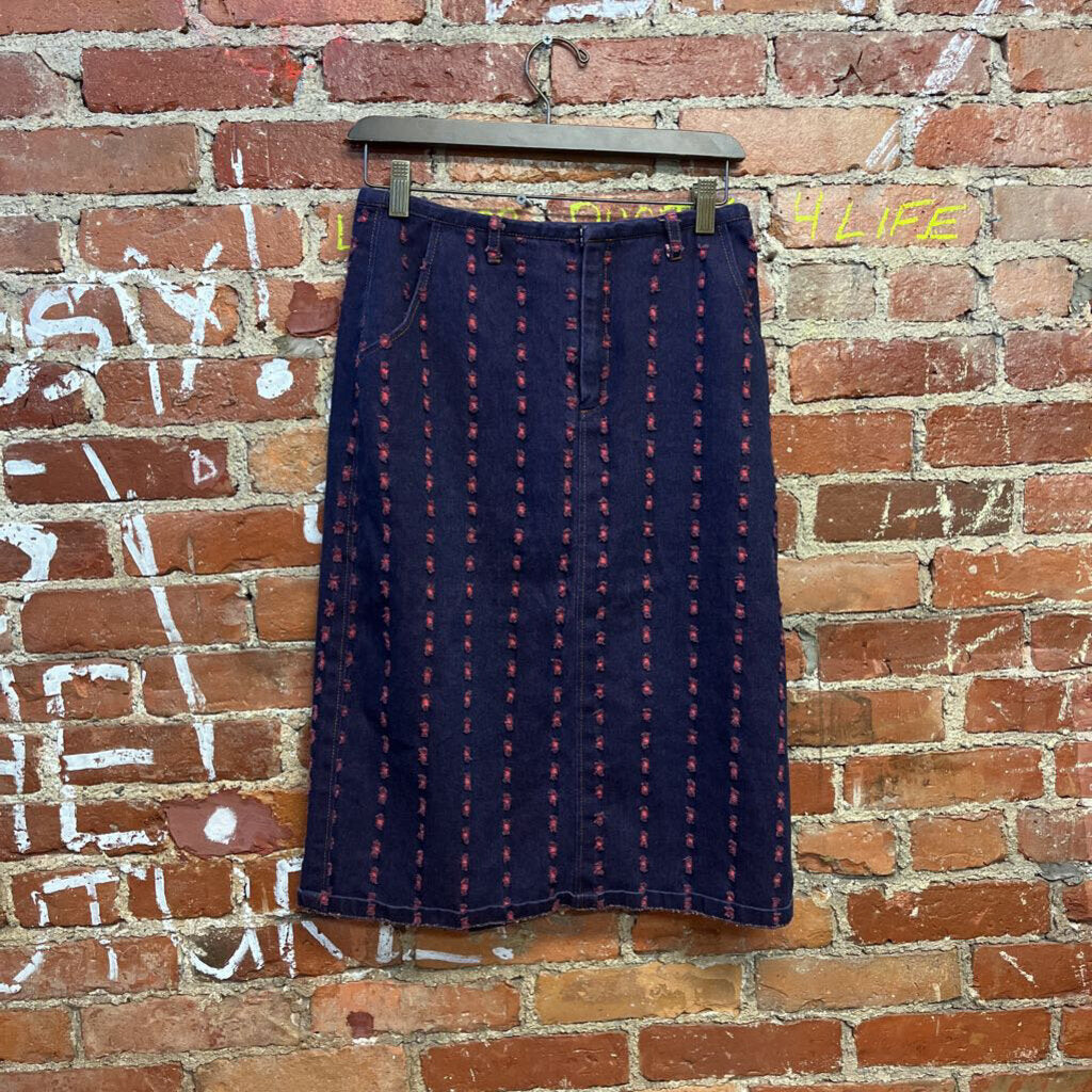 Unbranded Textured Denim Midi Skirt Size 27